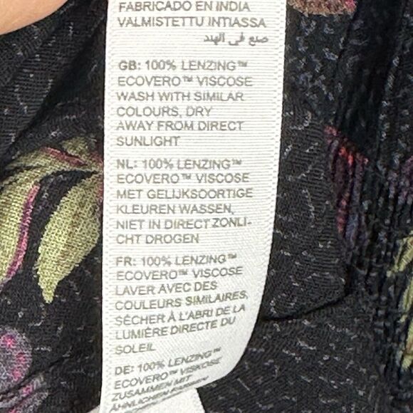 Fat‎ Face Bennie Floral Midi Dress Sz 10 Short Black Red Floral Smocked Boho - Picture 9 of 12